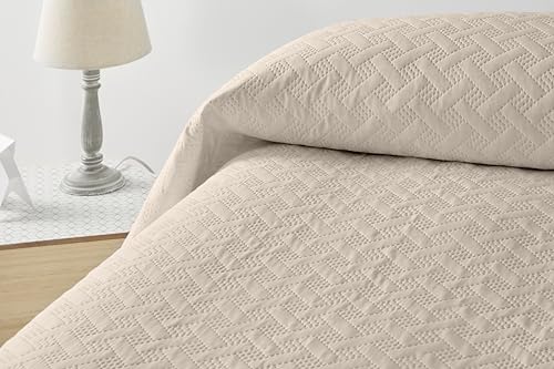 Degrees home - Plain - Bedspread Bed 150 cm - Bouti Bed Quilt - Spring, Summer - 250 x 260 - Beige