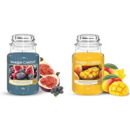 Yankee Candle Scented Candle - Mulberry and Fig Delight, Mango Peach Salsa - Up to 150 Hours Burn Time 17 cm x 10 cm (623 g) Jar Candle