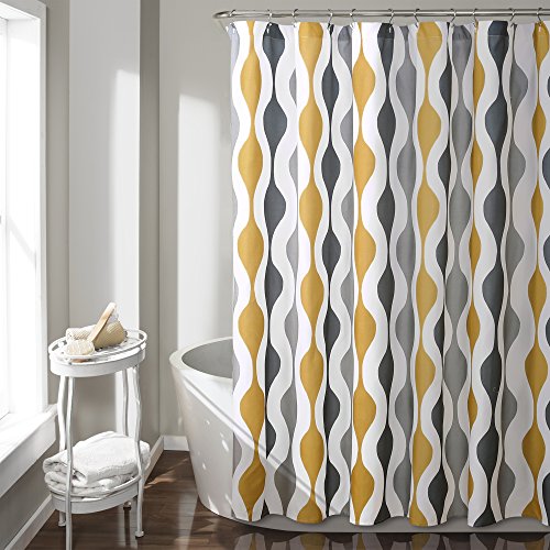 "Lush Decor Mid Century Geo Shower Curtain, 72"" x 72"", Gold & Gray"