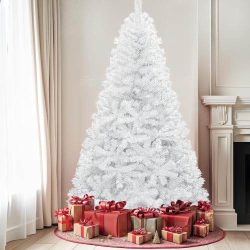 DWVO 183 cm Artificial Christmas Tree White Christmas Tree with Metal Stand - Approx. 818 tips, lifelike, dense branches, folding system frame, quick assembly for home, office, shops
