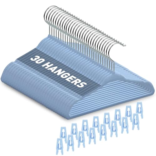 Baby Hangers with Clips for Nursery Clothes Storage Blue