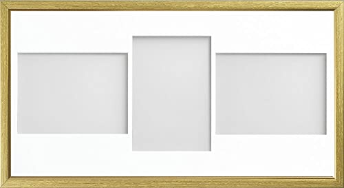 Frame Company Drayton Multi Aperture Photo Frame, Gold with Gold Inset, 20x10 for 7x5 inch (x3 LPL)