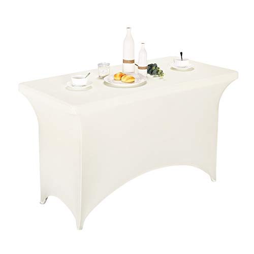 LZY Spandex Fitted Stretch Table Cover for 4ft or 6ft or 8ft Folding Table, Rectangular Cocktail Tablecloth, Perfect for Party or Banquet