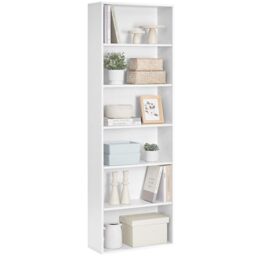 VASAGLE Bookcase, 6-Tier Bookshelf, Open Storage Shelf, Shelving Unit, 24 x 60 x 178.5 cm, for Living Room, Home Office, Dining Room, Cloud White CUSTOS Collection LBC169T14