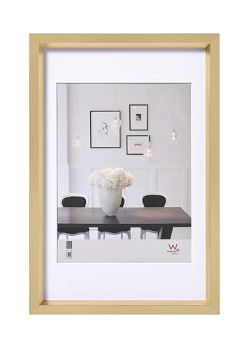 walther design Picture Frame Gold 10,5 x 15 cm with PassepArtout, Steel Style Plastic Frame ES015G