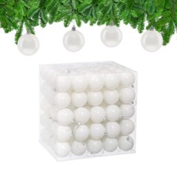 Relaxdays Christmas Baubles, Set of 100, Festive Tree Ornaments, D: 6 cm, Holiday Decorations, Plastic, Shiny, White