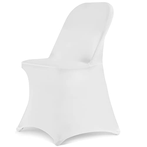 HAINARverS Folding Chair Covers, 100PCS Upgrade White- - Universal Fitted Stretch Spandex Chair Cover Protector for Wedding,Party,Banquet, Celebration
