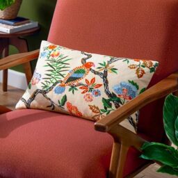 furn. Wylder Tropics Sittacula Embroidered Polyester Filled Cushion - Multicolour - 30x50cm