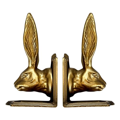 "Fox Run Rabbit Decorative Bookend Set, 100% Iron, 4.7"" x 4"" x 8.6"" Heavy Bookends"