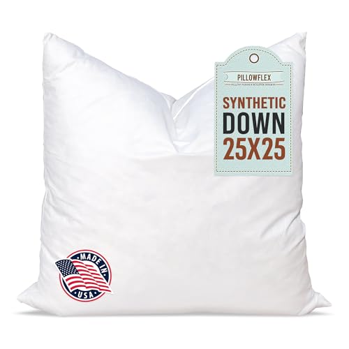 Pillowflex Synthetic Down Alternative Pillow Inserts for Shams (25 Inch by 25 Inch)
