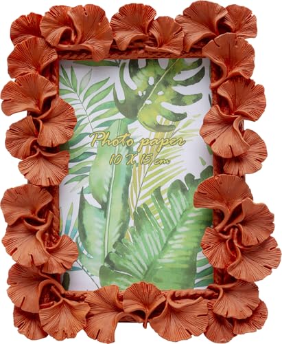 Kare Design Picture Frame Ginkgo Leaf, Orange, Photo 10x15 cm, Vertical, Modern, Decorative Home Accessories, Gift Idea, Decor for Living Room, Bedroom