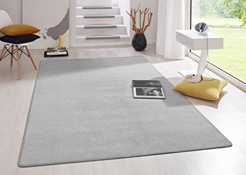 Hanse Home Indoor Rug Fancy - Living Room Rug Plain Modern Velour Rug for Dining Room, Living Room, Children's Room, Hallway, Bedroom, Kitchen - Grey, 80 x 150 cm