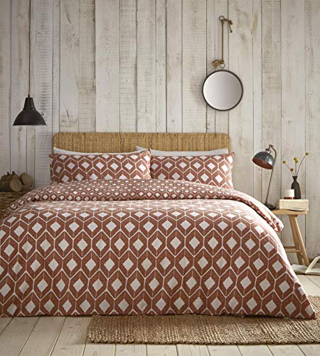 Chevron Super King Duvet Cover Set Bedding Set Reversible Ethnic Terracotta