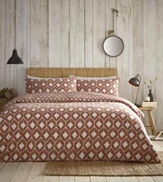 Chevron Super King Duvet Cover Set Bedding Set Reversible Ethnic Terracotta