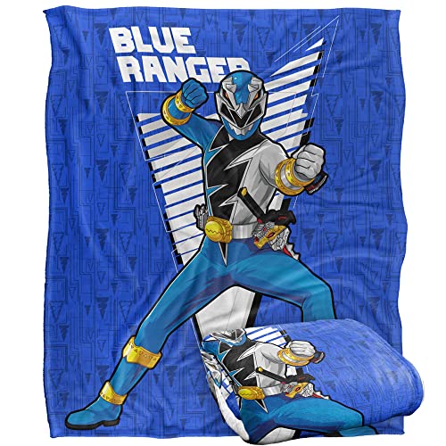 Power Rangers: Dino Fury Blue Ranger Character Silky Touch Super Soft Throw Blanket 152 X 127 Cm