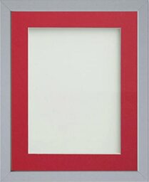 Frame Company Jellybean Range Grey Wooden 7x5 inch Picture Photo Frame with Red Mount for Image 6x4 inch * Choice of Colours & Sizes* Fitted with Perspex