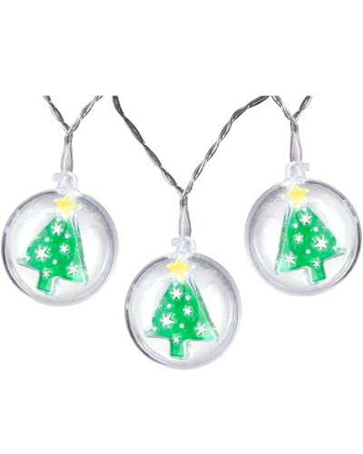 WeRChristmas Bauble LED String Lights with Christmas Trees, Multi-Colour, 5cm