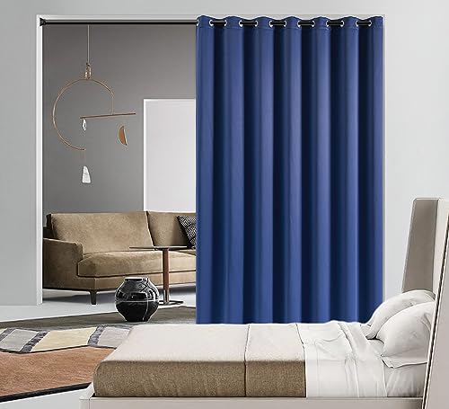 PI Blackout Divider Door Curtains,Ring TOP Privacy Room DARKEING Door Curtains Thermal Insulated Window Treatment for Living Room/Bedroom/French Door/Patio/GLASSDOOR(Navy,W100XL108)
