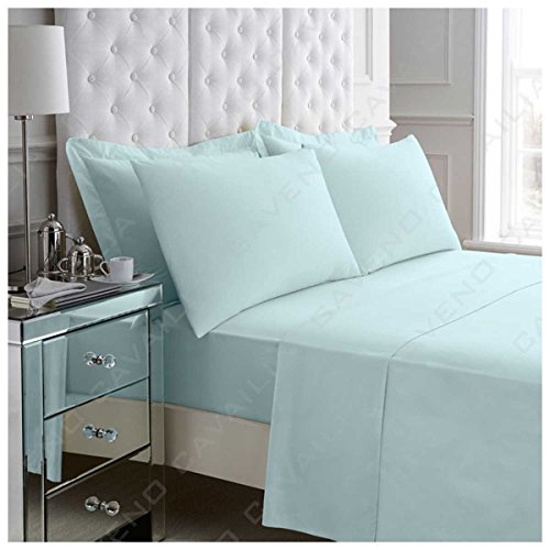 Gaveno Cavalia Luxury NON-IRON POLY COTTON PERCALE FLAT SHEET Sorbet Blue King