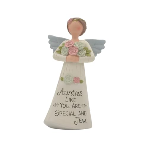 Feather & Grace Flower Angel Hand Painted Resin Decorative Figurine Resin For Aunties - Pefect Decortation for Living Room, Bookshelf, Desk, Grey