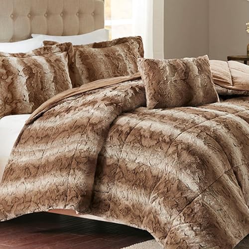 Madison Park Modern All Season Bedding Set with Matching Sham, Polyester, Tan, Full/Queen