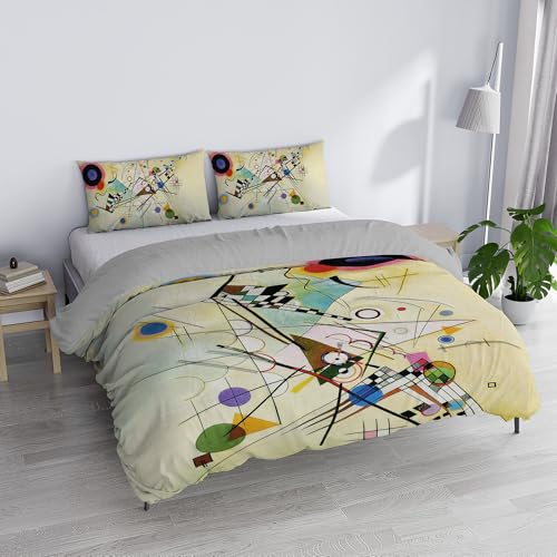 "SD61 ""Dreams of Author"" Double Duvet Cover Set, 100% Cotton, Made in Italy, 250 x 200 cm with Double Flap 50 cm + 2 Pillowcases 50 x 80 cm with Internal Flap, Digital Print"