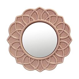 "Stonebriar Decorative 9"" Pale Pink Round Floral Ceramic Accent Wall Mirror with Attached Hanging Loop, Decorative Decor for The Living Room, Bedroom, Bathroom, Hallway, and Entryway"