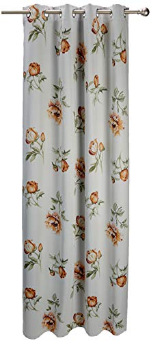 Albani Curtain with 8 Eyelets / Greta1 / 245 x 135 cm, White, Orange, 245x135 cm