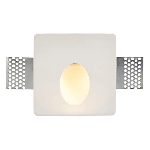 ZEKE Trimless Plaster-in Square Anti Glare LED Wall Light Paintable Seamless Feature Lighting in Warm White 3000K
