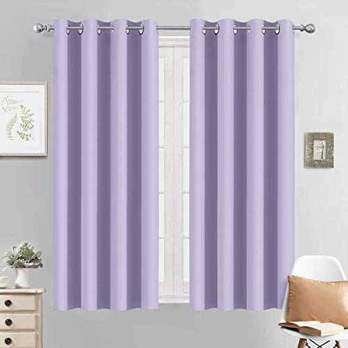 Yakamok Room Darkening Grommet Window Drapes Thermal Insulated Light Blocking Blackout Curtains for Bedroom(52Wx54L,Lilac,2 Panels)