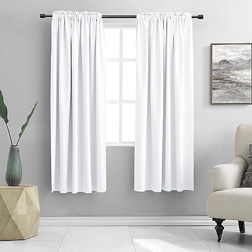 "Curtains for Bedroom, Thermal Insulated Small Window Decoration, Privacy Screen for Kitchen, 2 Panels, 52""W x 63""L, Pure White"