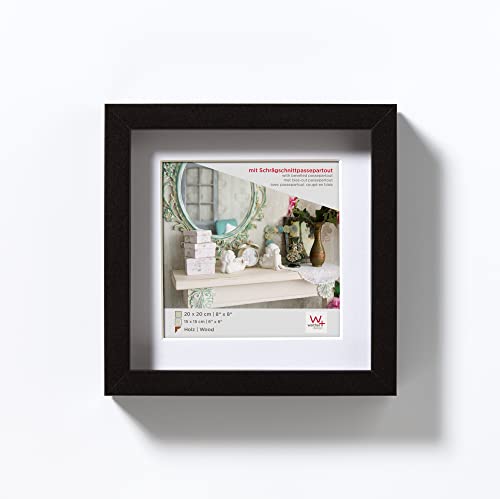walther design Photo Frame Black 20 x 20 cm with PassepArtout, Stockholm Wooden Frame EA222B