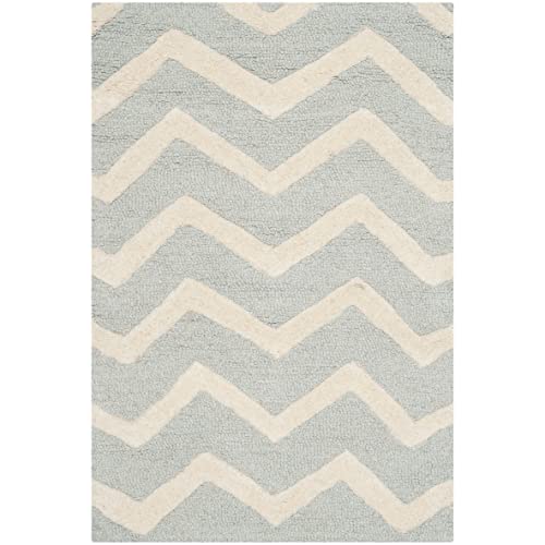 Safavieh Contemporary Indoor Hand Tufted Accent Area Rug, Cambridge Collection, CAM714, in Grey / Ivory, 61 X 91 cm for Living Room, Bedroom or Any Indoor Space