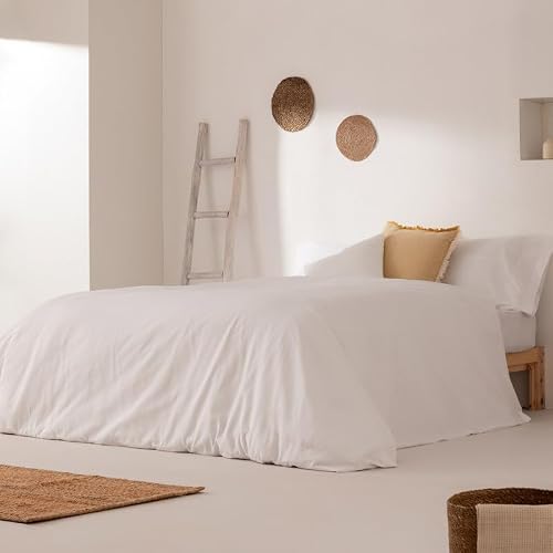 GAMUSI 180 Plain 100% Cotton Bedding Set, Duvet Cover 260 x 240 cm and 2 Pillowcases, Breathable, Soft, Light Grey
