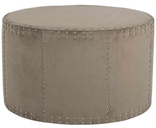SAFAVIEH Upholstered Ottoman, in Mushroom, 85 X 85 X 50