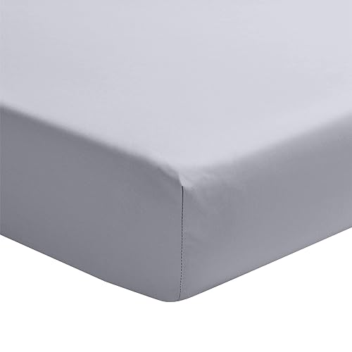 Essix Cotton Satin Fitted Sheet, Palazzo, Silver, 90 x 200 cm