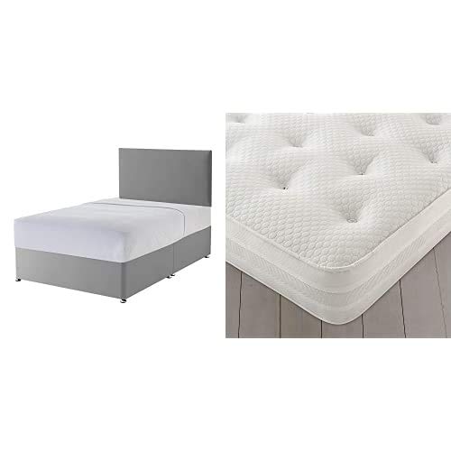 Silentnight Non Storage Divan - Slate Grey - Super King with 1400 Eco Comfort Mattress - Firm - Super King
