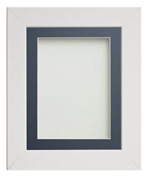 Frame Company Watson White Picture Photo Frame fitted with Perspex, 8x8 inch with Blue Mount for image size 5x5 inch