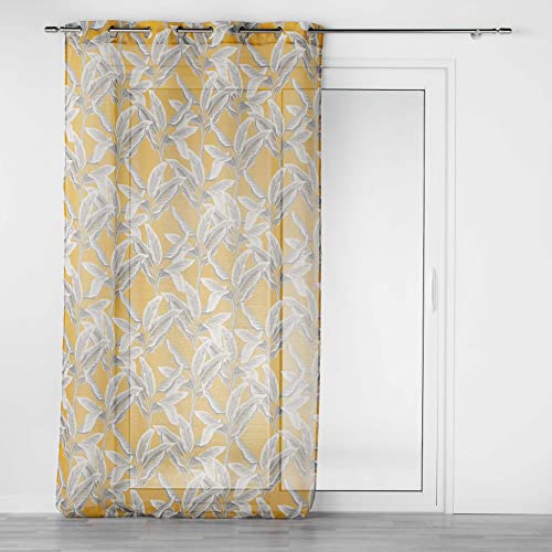 Douceur d'Intérieur, 140 x 240 cm Isibelle Yellow Sandblasted Printed Eyelet Curtain