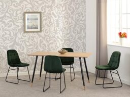 Seconique Hamilton Medium Dining Set with Lukas Chairs in Medium Oak/Green