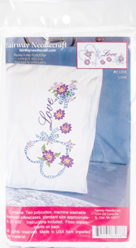 Fairway Needlecraft Stamped Perle Edge Pillowcases 30 x 20-inch 2/Pkg, Multicoloured, 26.67 x 16.51 x 2.54 cm