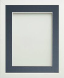 Frame Company Connolly Range White Wooden Picture Photo Frame with Blue Mount, A4 for pic size 10x6 *Choice of Sizes*
