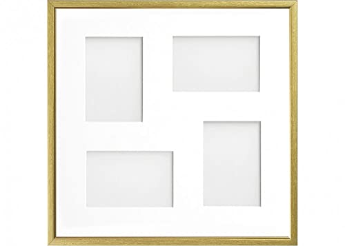 Frame Company Drayton Multi Aperture Photo Frame, Gold with Gold Inset, 40x40cm for 6x4 inch (x4 mix)