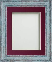 Frame Company Lynton Rustic Blue Photo Frame with Plum Mount, 16x12 for 12x10 inch, fitted with perspex