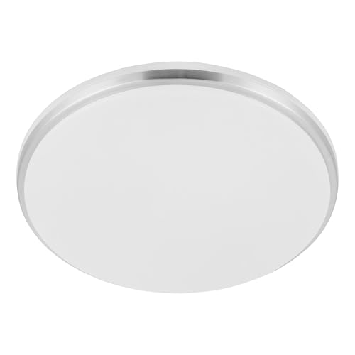 Eglo Outdoor LED Ceiling lamp Margidore, Warm to Cool White, Balcony Ceiling Light, Terrace Lighting, Plastic and Metal in Silver and White, IP54, Ø 34 cm