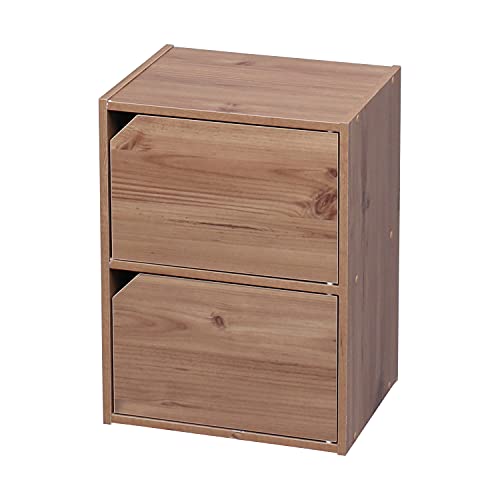 Iris Ohyama Storage cabinet, Cabinet with doors, Cabinet with shelves, Bookcase, Cabinet with 2 doors, Easy assembly,Modular, Office, Living Room, 29x37x50, MDB-2D, Light Brown