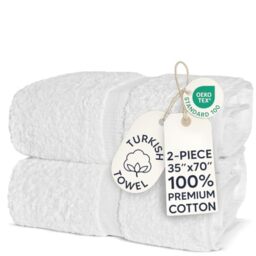 Chakir Turkish Linens Luxury Spa and Hotel Quality Premium TurkishTowel Set (2-Piece Bath Sheet Towel (35''x70''), White)