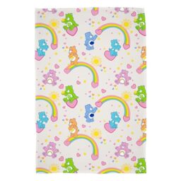 Care Bears Official Fleece Blanket, Super Soft Warm Blanket - Sunny Design -Featuring Grumpy, Cheer and Bedtime Bear -Perfect for Home, Bedroom, Sleepovers and Camping 100 x 150 cm - Multicolour