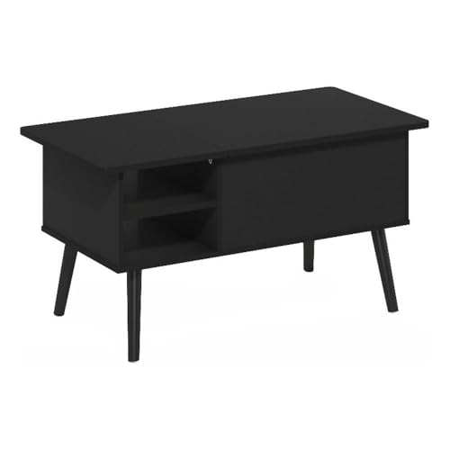 Furinno Wooden Leg Lift Top Coffee Table with Hidden Compartment and Side Open Storage Shelf for Living Room, Engineered Wood, Americano, 45 (D) x 89.9 (W) x 46.2 (H) cm
