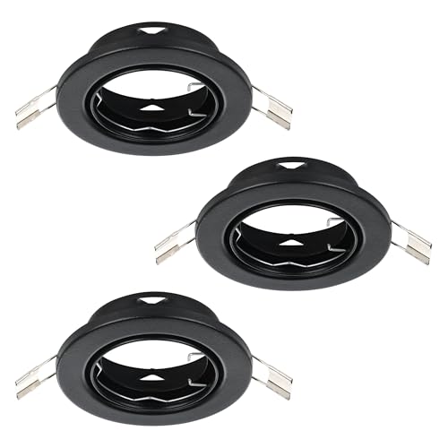 Eglo Set of 3 recessed spotlights Agulo, Round Ceiling Spots Without Bulbs, Black Steel Lamps, GU10 Socket, Ø 8.6 cm